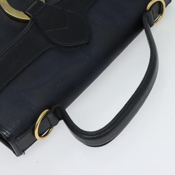 DIOR Trotter Canvas Hand Bag Pvc Navy Gold - Picture 6 of 12